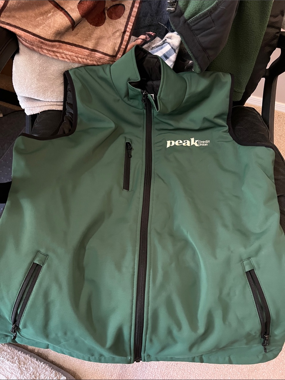 Peak Credit Union Men's Green Softshell Vest